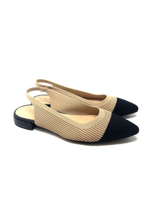 Slingback donna in tessuto bicolore IL LACCIO | 521T189MAGLIANERONATURALE